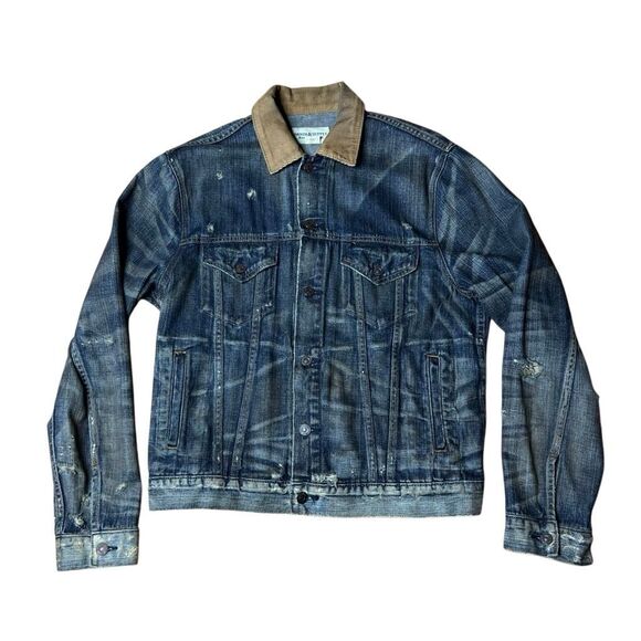 Y2K Polo Ralph Lauren Denim & Supply Distressed Trucker Jacket Large - Picture 2 of 12